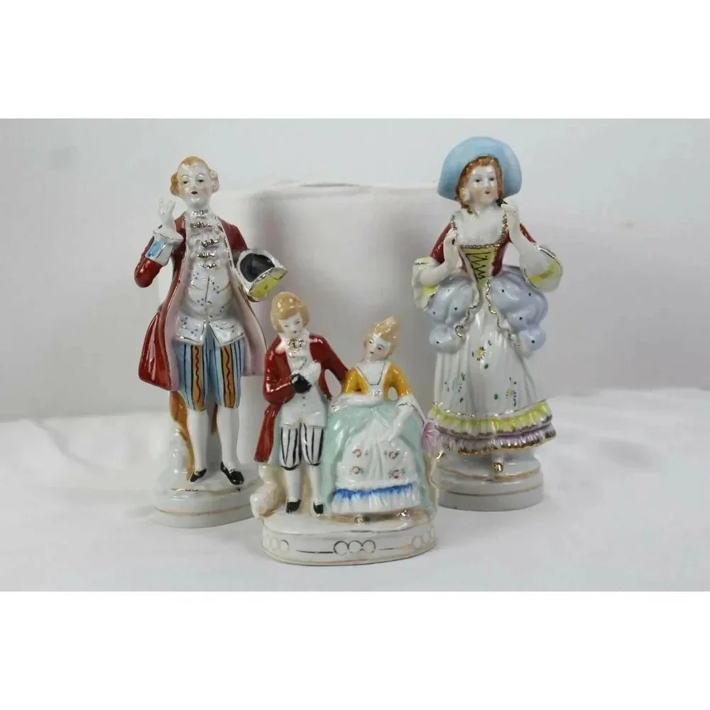 Vintage Colonial Porcelain Figurine set 8inch tall & 4inch tall